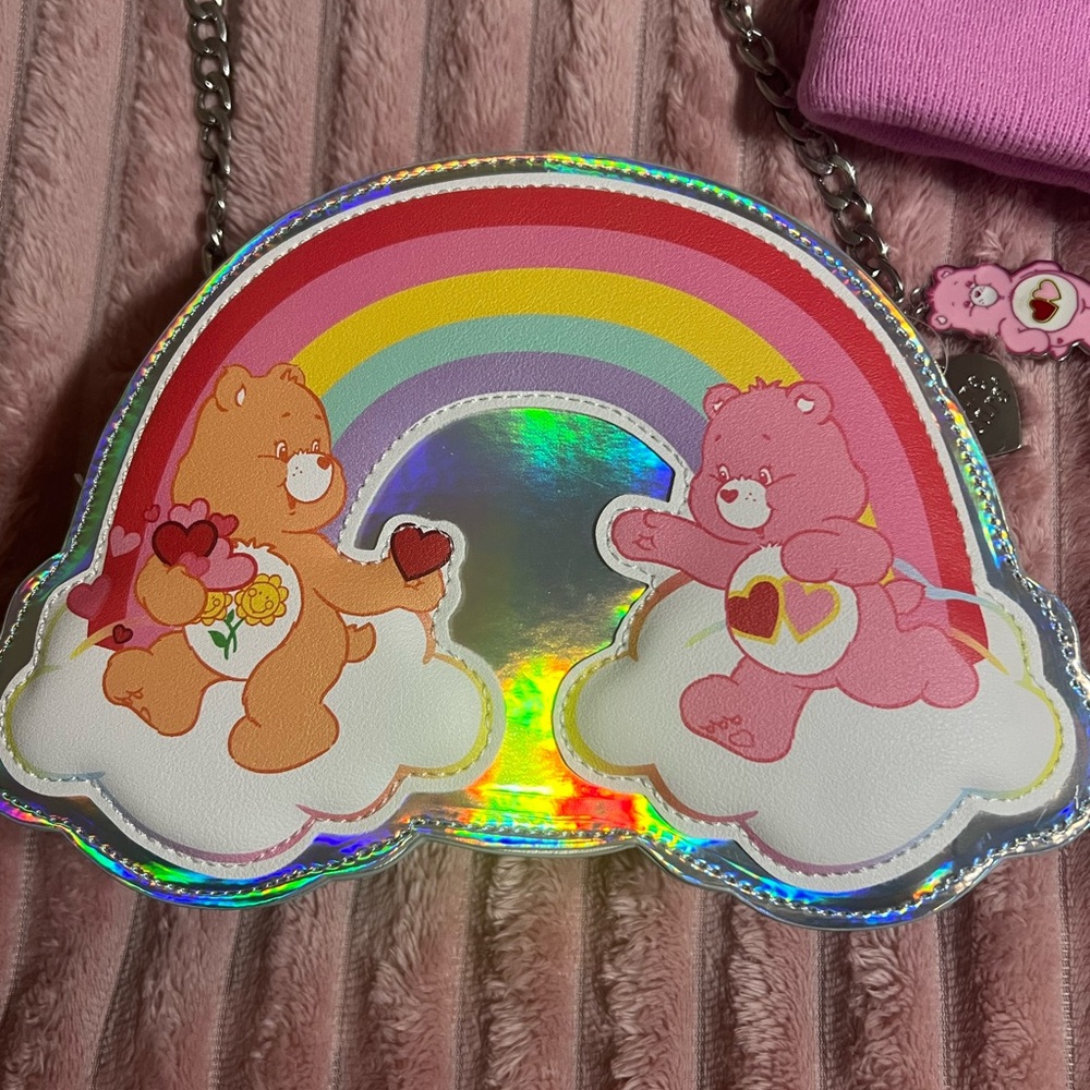 Care Bears Pink Beanie and Rainbow Bag Set - Picture 2 of 5